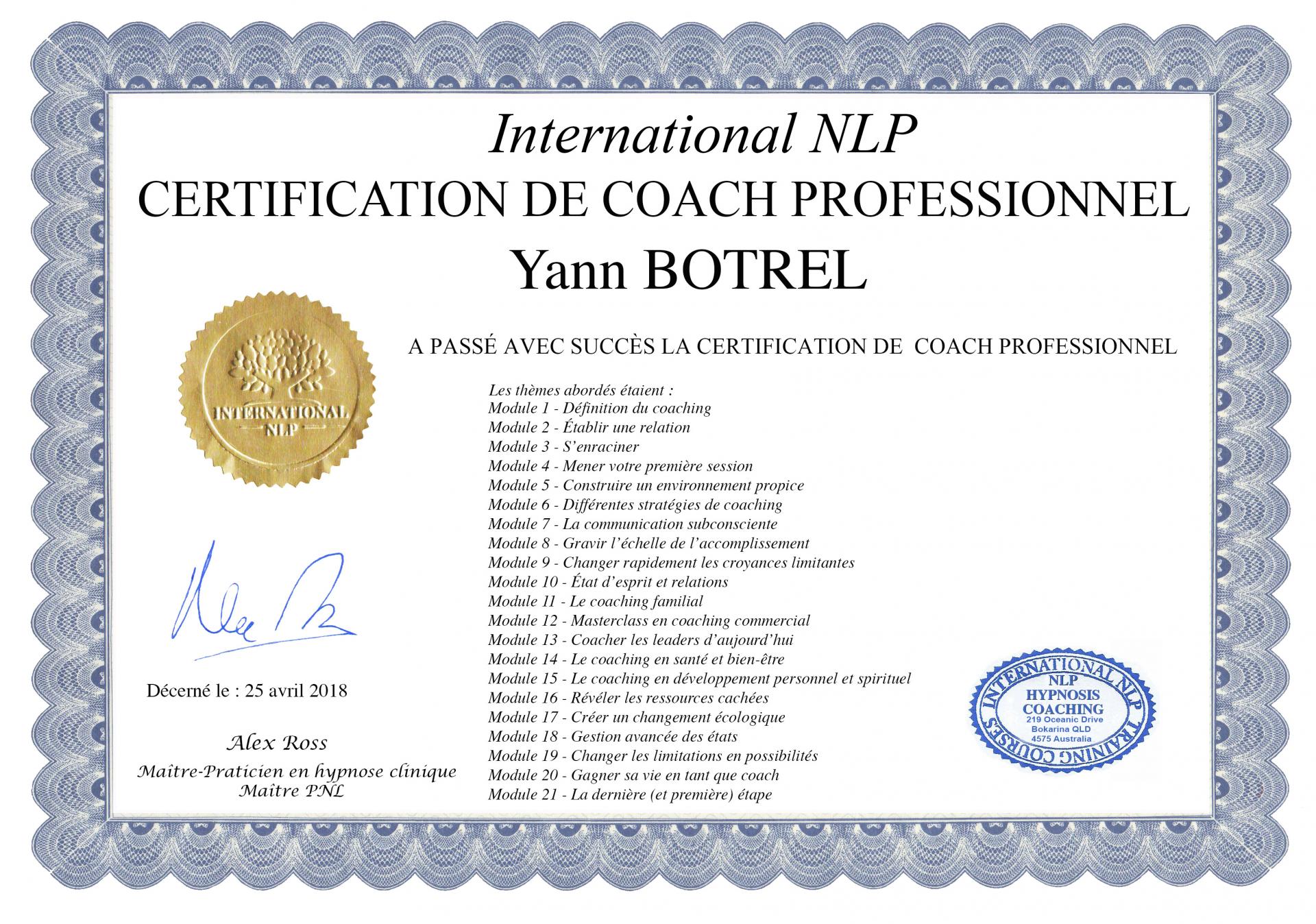 Certificat de coaching en entreprise