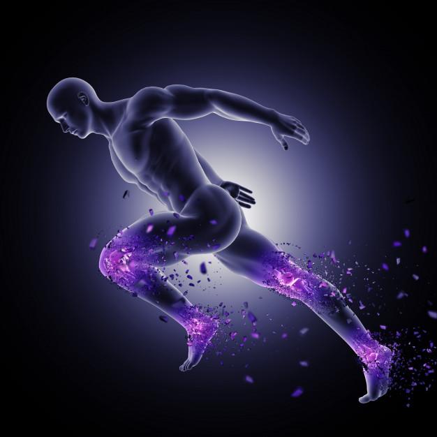 Figure masculine 3d posture sprint articulations jambe mises evidence brisees 1048 10833